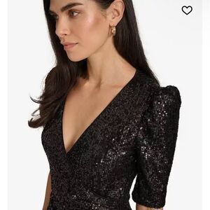 Sequin Puff-Sleeve Dress. Size 2